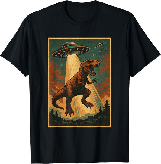 Alien UFO Abduction Shirt Dinosaur Shirt Men Boy Women T-Rex T-Shirt