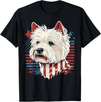USA Westie Patriotic American West Highland White Terrier T-Shirt for Women Kids Men