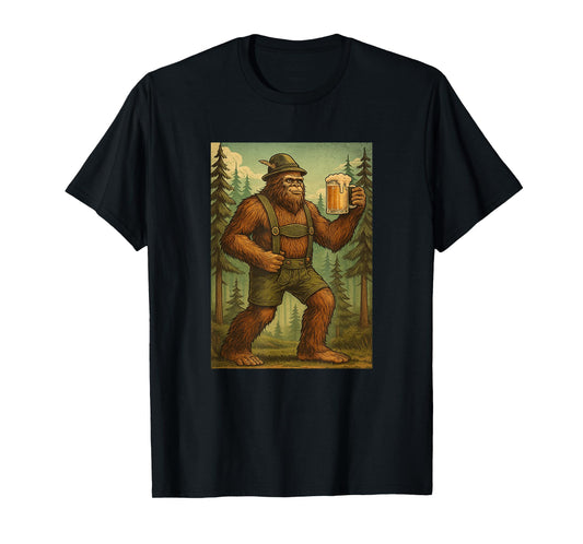Mens Funny Oktoberfest tShirt German Bigfoot Lederhosen T-Shirt