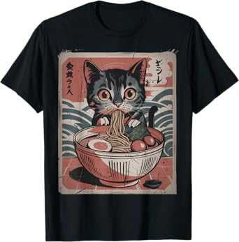 Cute Kitten Kawaii cat Ramen Bowl Japanese Art Design T-Shirt