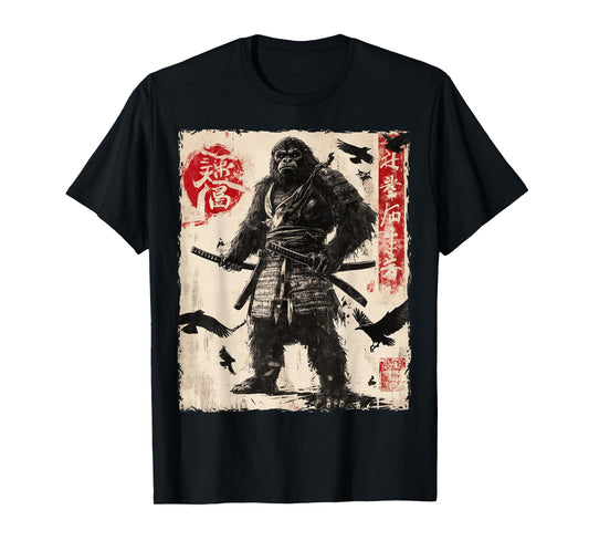 Bigfoot Sasquatch Samurai Graphic Japanese Warrior Anime T-Shirt