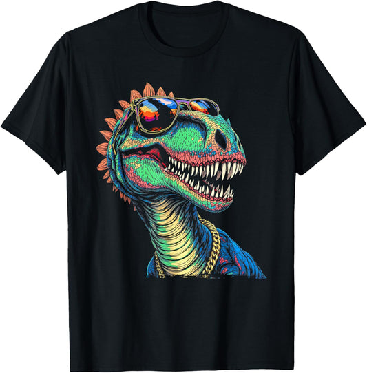 Dinosaur Face Sunglasses, Cool Funny Rebel Boss Hip Dino T-Shirt