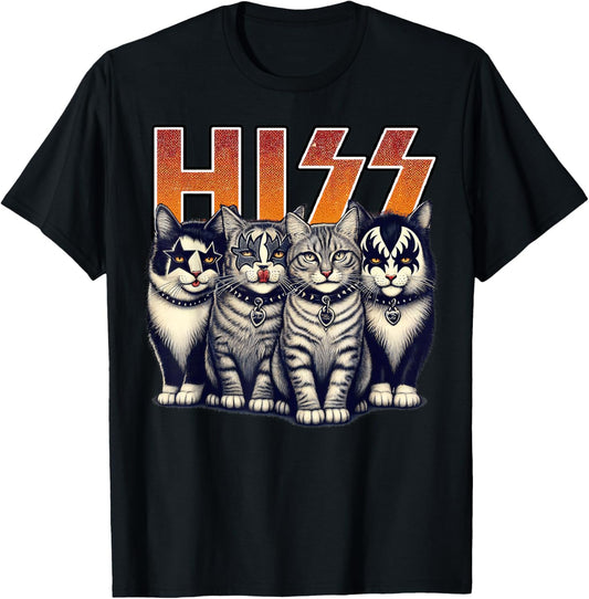 Hiss Funny Cats Kittens Rock Rockin Birthday Gifts Idea T-Shirt