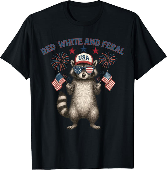 USA Patriotic Raccoon Men Women Kids Funny 4th of July T-Shirt