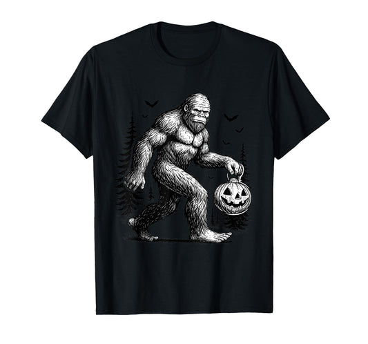 Spooky Halloween Bigfoot Pumskin Shirt Men Women T-Shirt