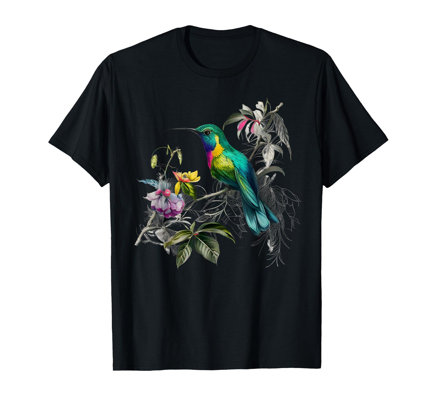 Vintage Hummingbird Illustration Women Backyard Birders T-Shirt