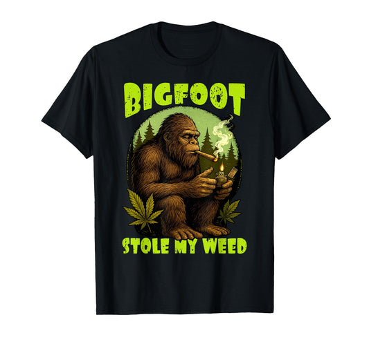 Cannabis Weed Lover Bigfoot Smoking Bigfoot Stole My Weed T-Shirt