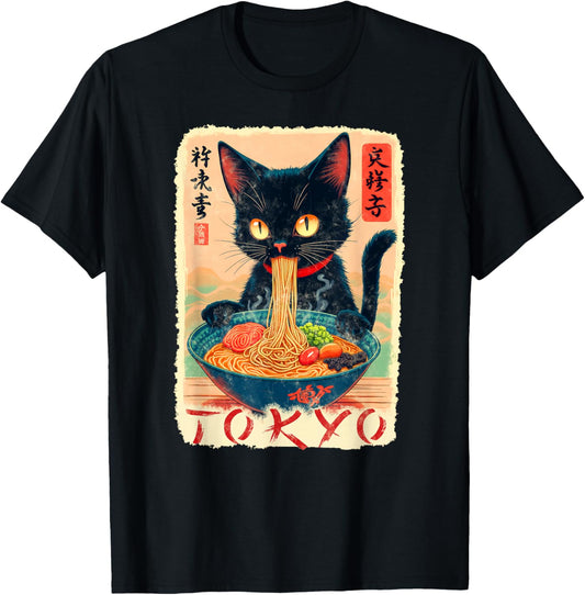 Tokyo cat Ramen Noodles Japanese Culture T-Shirt
