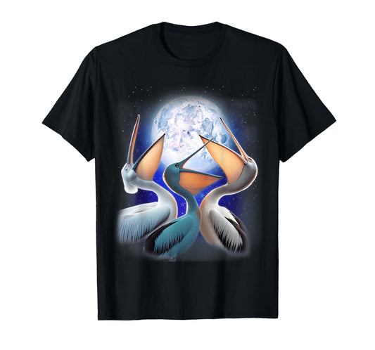 3 Pelicans Howling At The Moon Funny Pelican Bird Lover Kids T-Shirt
