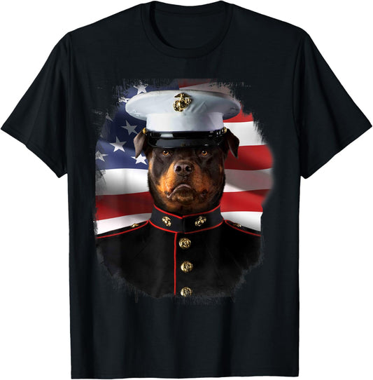 Marine Dog, Patriotic, Vincent Hie Art T-Shirt