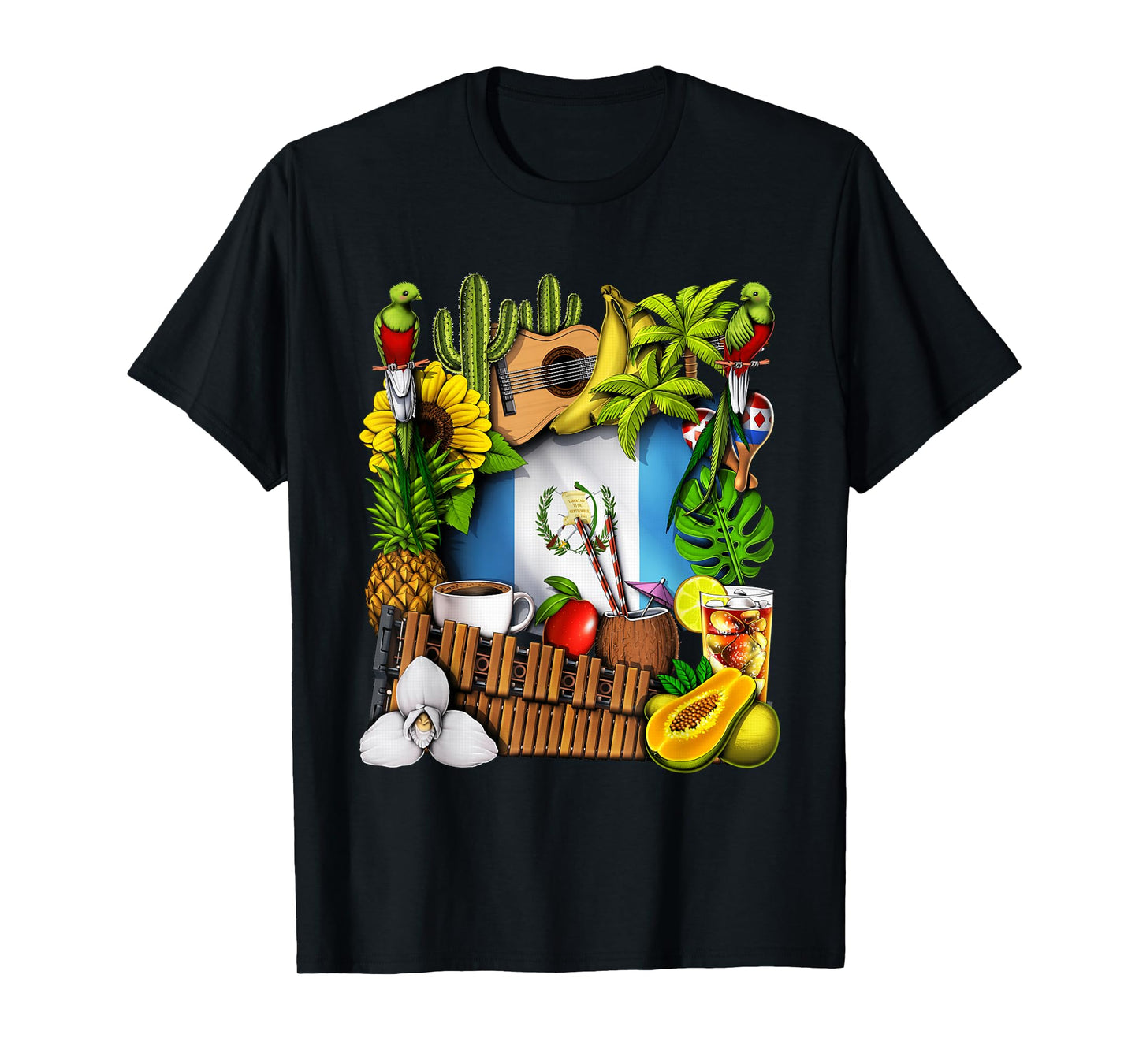 Guatemala Flag Quetzal Bird Guatemalan Heritage Roots T-Shirt