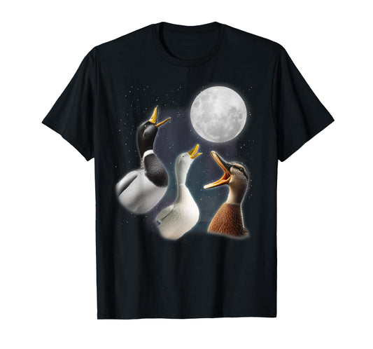3 Ducks Howling At The Moon Funny Duck Lover Ornithologist T-Shirt