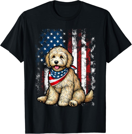 Goldendoodle 4th of July Patriotic Golden Doodle Dog T-Shirt