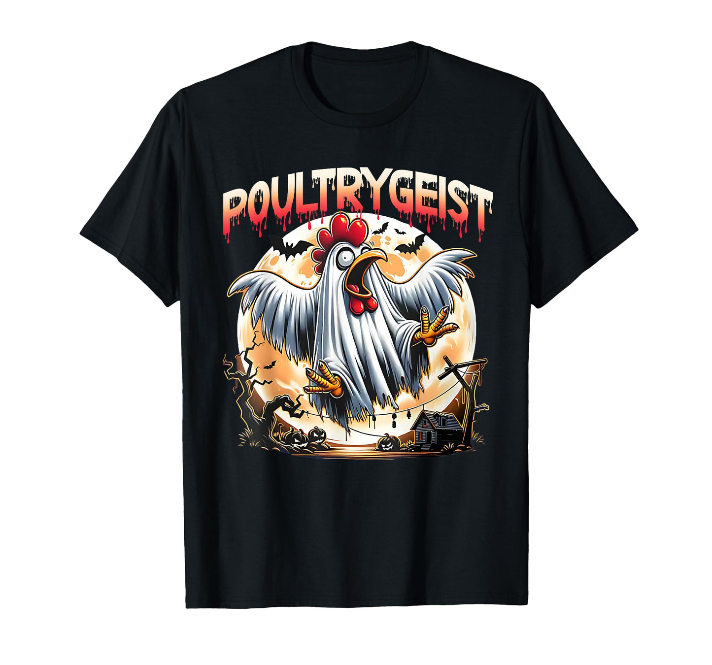 Funny Chicken Halloween Spooky Chicken Poultrygeist Parade T-Shirt