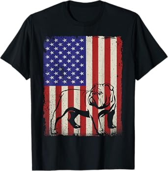 American Flag Best English Bulldog Dad Ever Tee Dog Dad Women Kids Men T-Shirt
