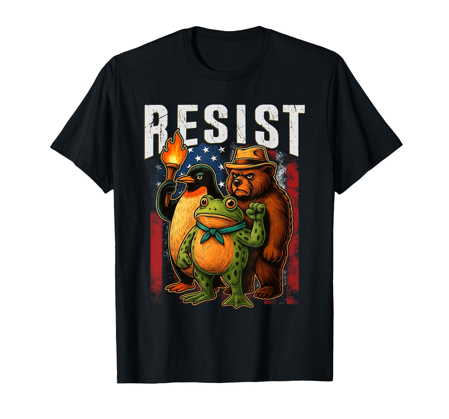 Bear Penguins and Frog Resist Protest Against Tariffs T-Shirt