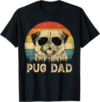 Vintage Pug Dad Dog Lovers Father's Day Tee T-Shirt for Men Women