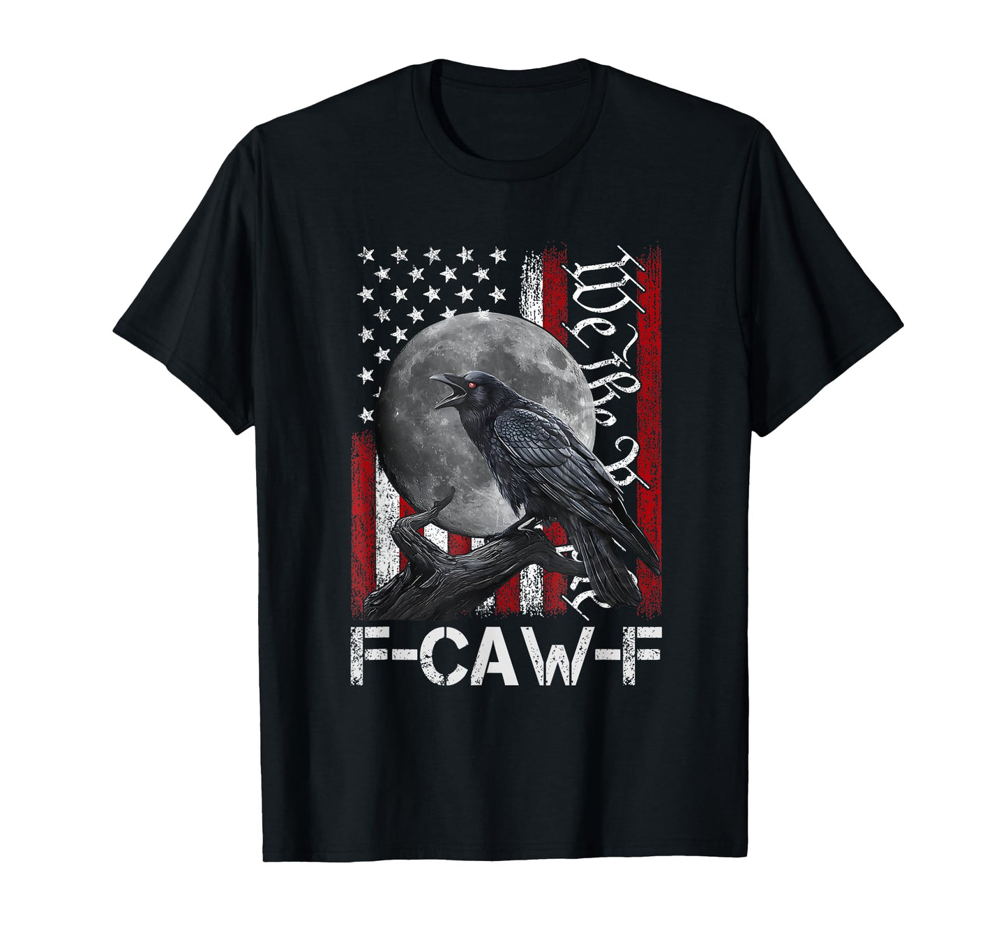 F-Caw-F Black Crow Black Bird Retro USA Flag Vintage F-Caw-F T-Shirt