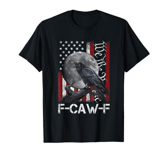 F-Caw-F Black Crow Black Bird Retro USA Flag Vintage F-Caw-F T-Shirt