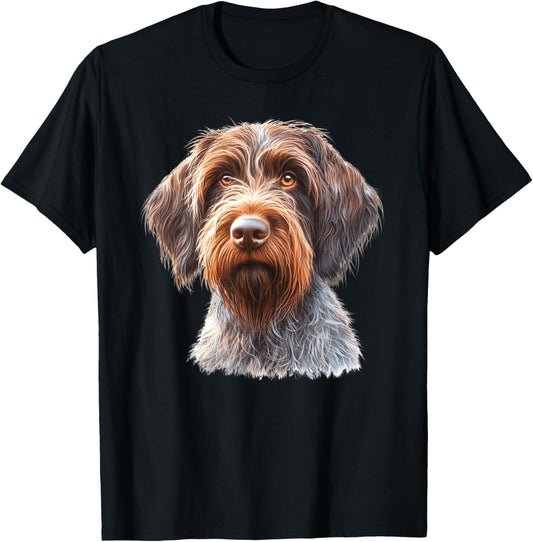 Wirehaired Pointing Griffon Dog Unisex Adults T-Shirt, Black, Small, Short Sleeve, Classic Fit, Modern, Cartoon Dog, Animal Print, Blended Fabric, Crew Neck, 1 Count