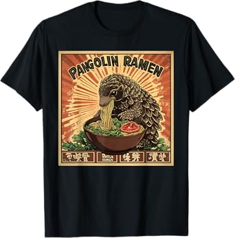 Classic Japanese Art Postage Stamp Noodles Pangolin Ramen T-Shirt