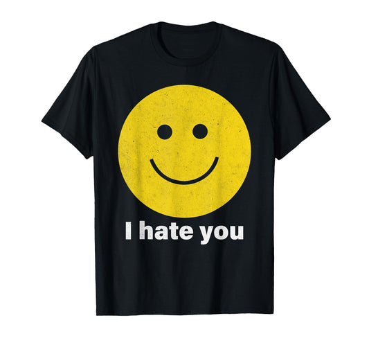 I Hate You Smile Face T-Shirt - T-Shirt | Black