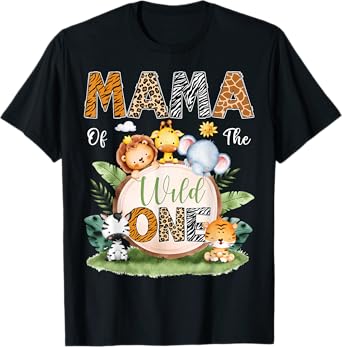 Mama Of The Wild One 1St Birthday Kids Safari Jungle T-Shirt