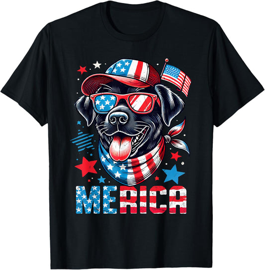 4th of July Labrador Retriever USA Flag Merica Lab Dog T-Shirt