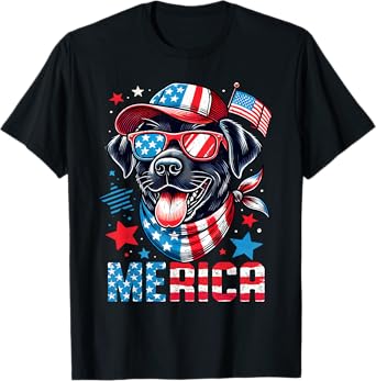4th of July Labrador Retriever USA Flag Merica Lab Dog T-Shirt