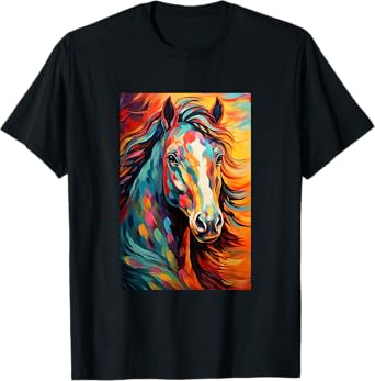 Horse Equestrian Riding - Van Gogh Style - Starry Night T-Shirt