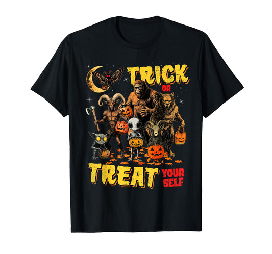 Trick Or Treat Yourself Cryptid Bigfoot Dogman Halloween T-Shirt
