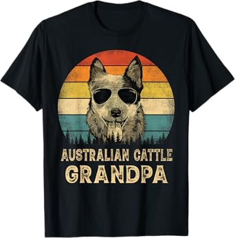 Vintage Australian Cattle Grandpa Dog Lovers Father's Day Men Women T-Shirt