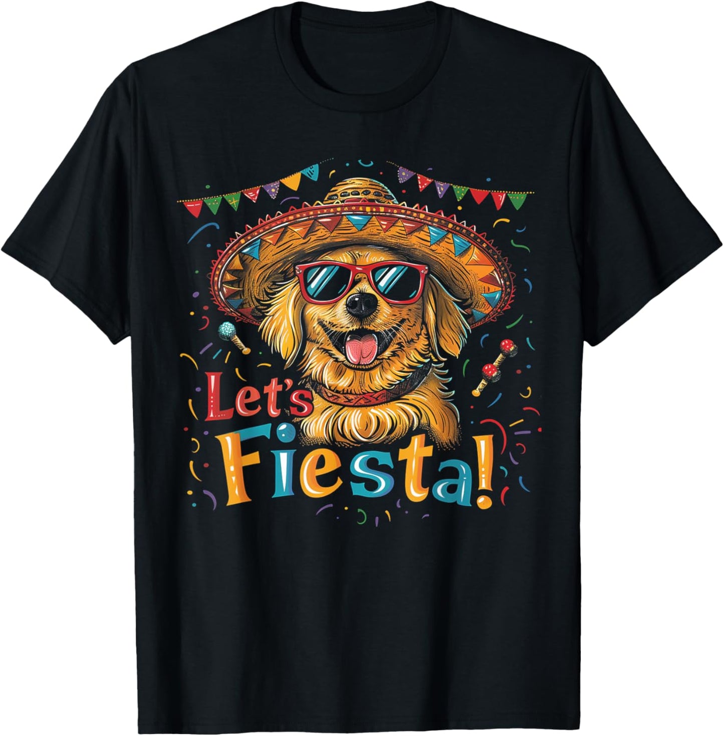 Golden Retriever Dog - Funny Cinco De Mayo Men Women Mexican T-Shirt