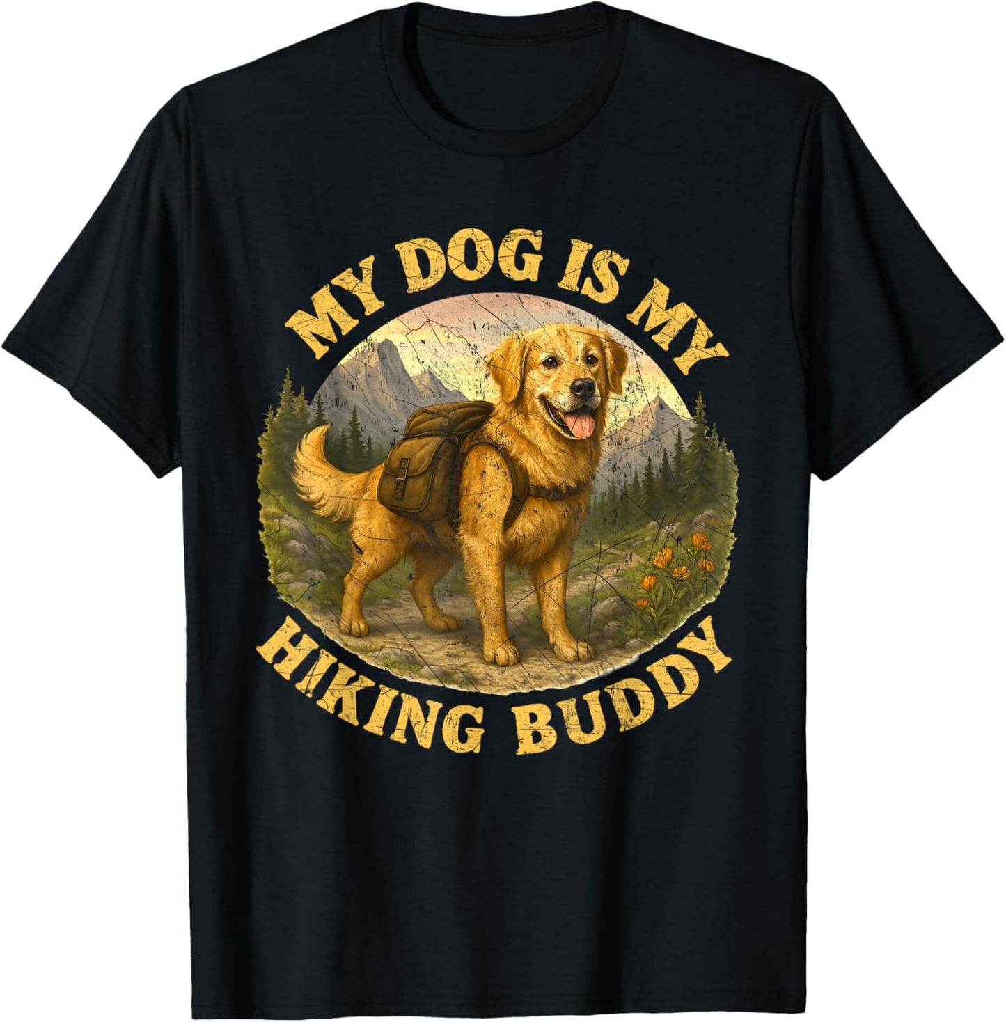 My Dog Is My Hiking Buddy Funny Camping Trail Hiker Dog Dad T-Shirt