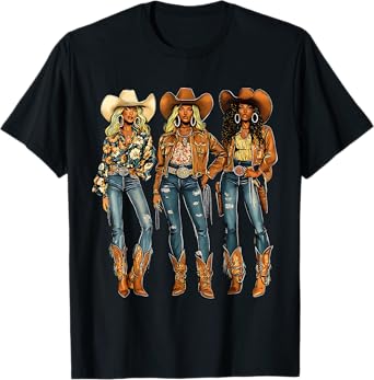 Black African American Cowgirl Western Country Texas Rodeo T-Shirt