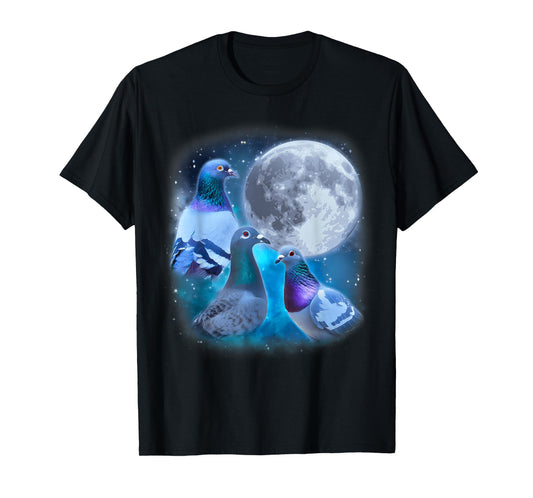Funny Pigeons Howling at the Moon - Funny Pigeon meme T-Shirt