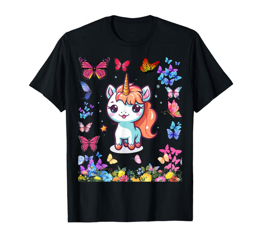 Gifts For Girls Unicorn Butterflies Graphic Tees Kids T-Shirt
