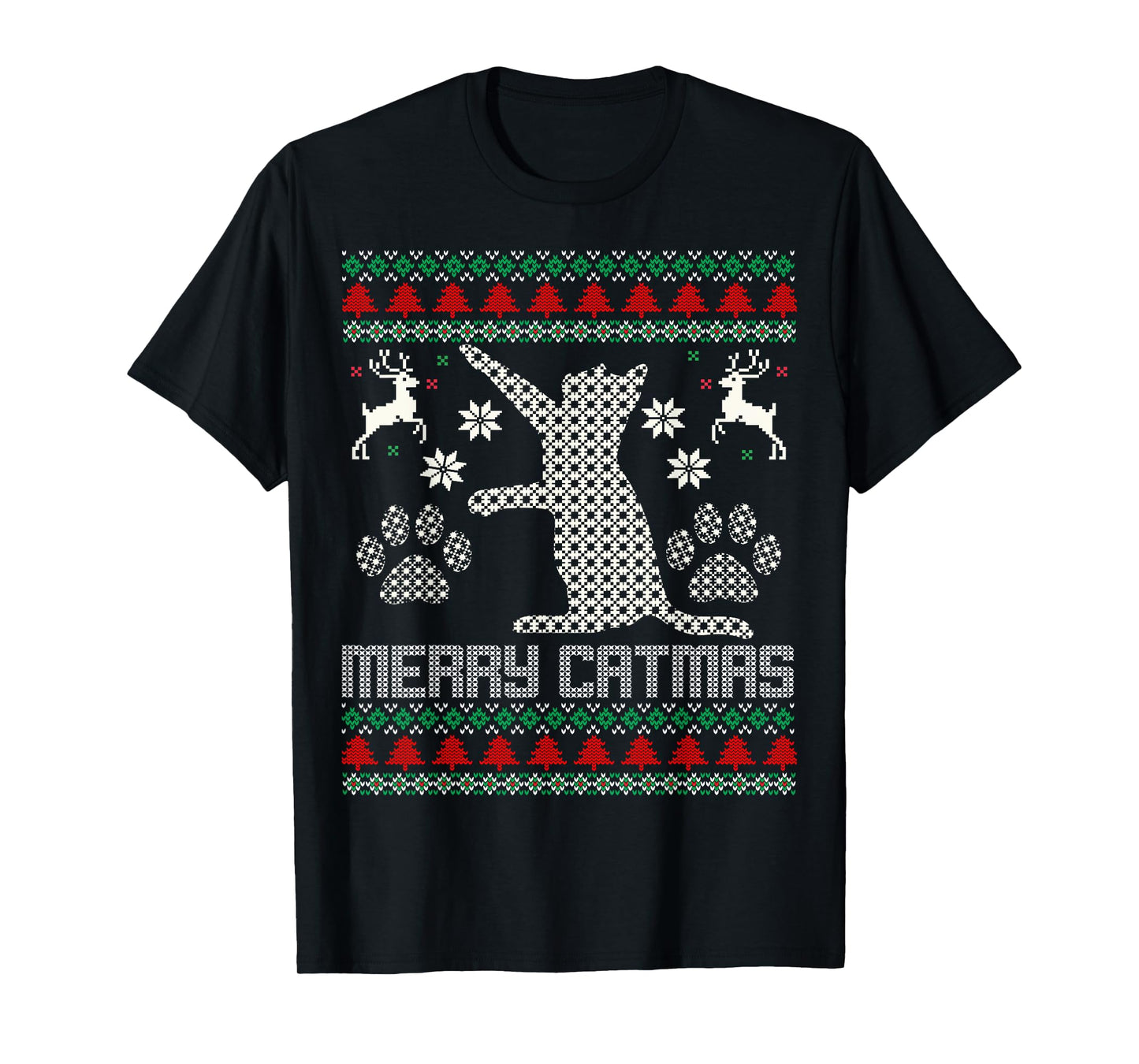 Merry Catmas Funny Cat Christmas Ugly Sweater Men Women Kids T-Shirt