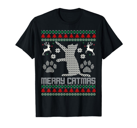 Merry Catmas Funny Cat Christmas Ugly Sweater Men Women Kids T-Shirt