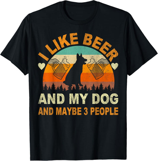 I Like Beer and My Dog And Maybe 3 People Funny Vintage T-Shirt