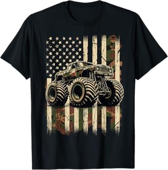 Monster Truck USA Flag 4th July T-Shirt