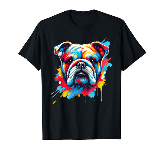 Colorful English Bulldog Dog Painting T-Shirt