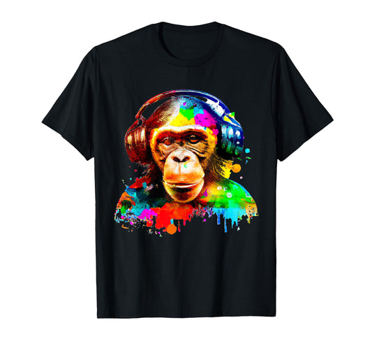 Chimpanzee With Headphones T-Shirt
