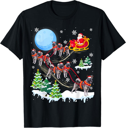 Norwegian Elkhound Reindeer Christmas Dog Riding Santa T-Shirt