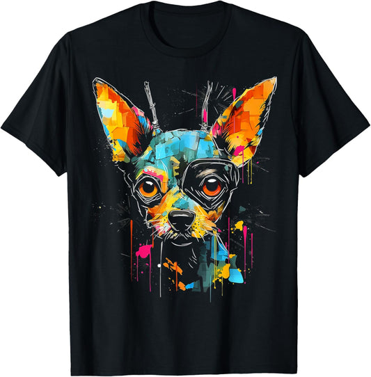 Chihuahua Art Colorful Animal Painting Pet Graphic Dog T-Shirt