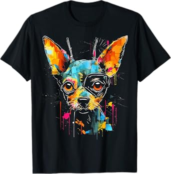 Chihuahua Art Colorful Animal Painting Pet Graphic Dog Men Women Kids T-Shirt