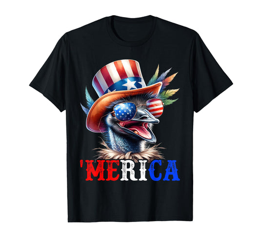 Merica Emu Patriotic 4th of July Funny Men Women T-Shirt