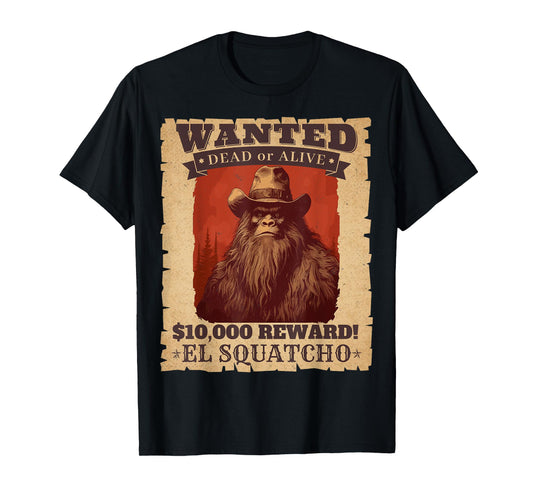 Funny Sasquatch Western Bigfoot Wanted Poster Cowboy Lover T-Shirt