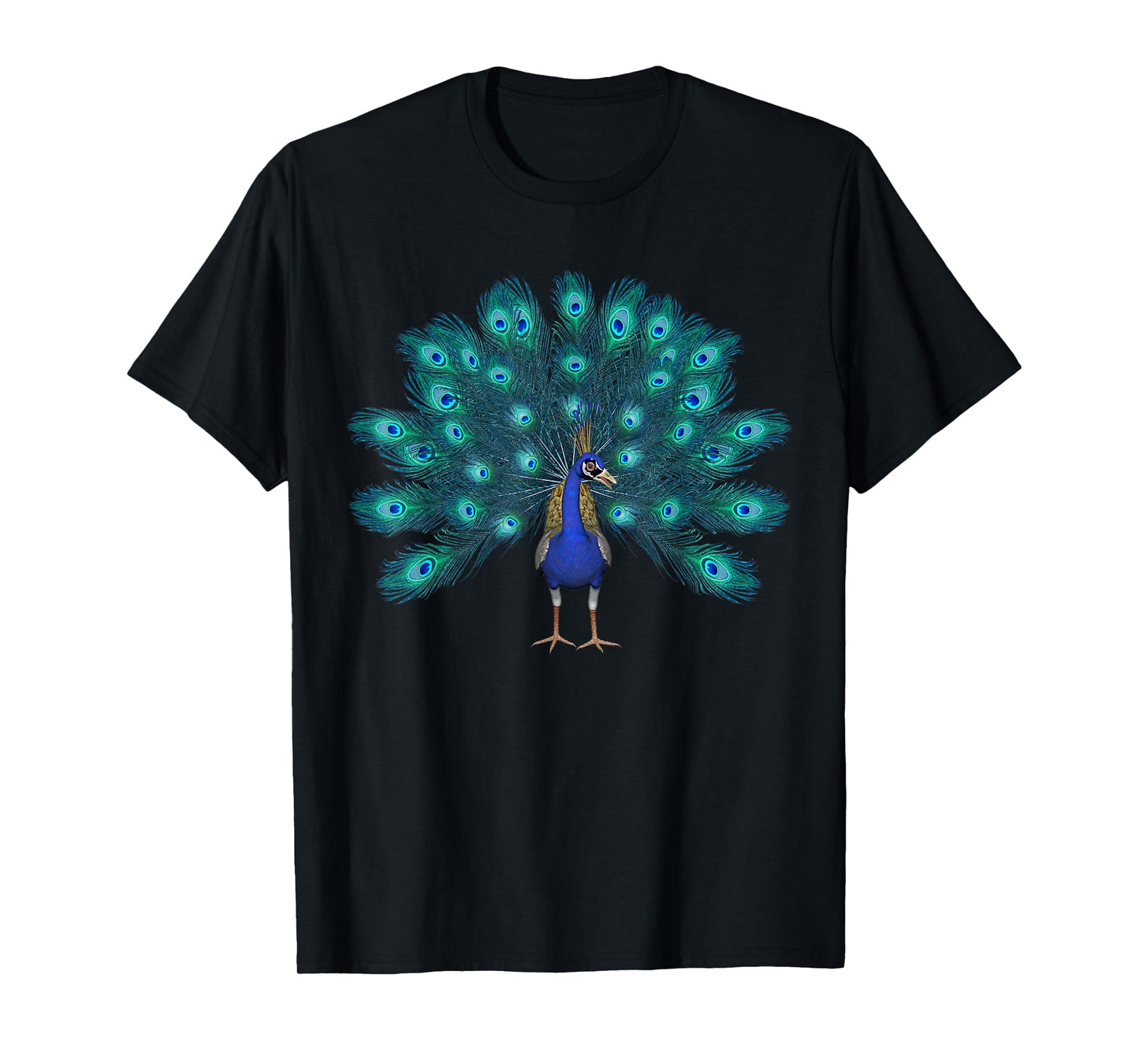 Cute Blue Peacock Print Teal Feathers Clothes T-Shirt