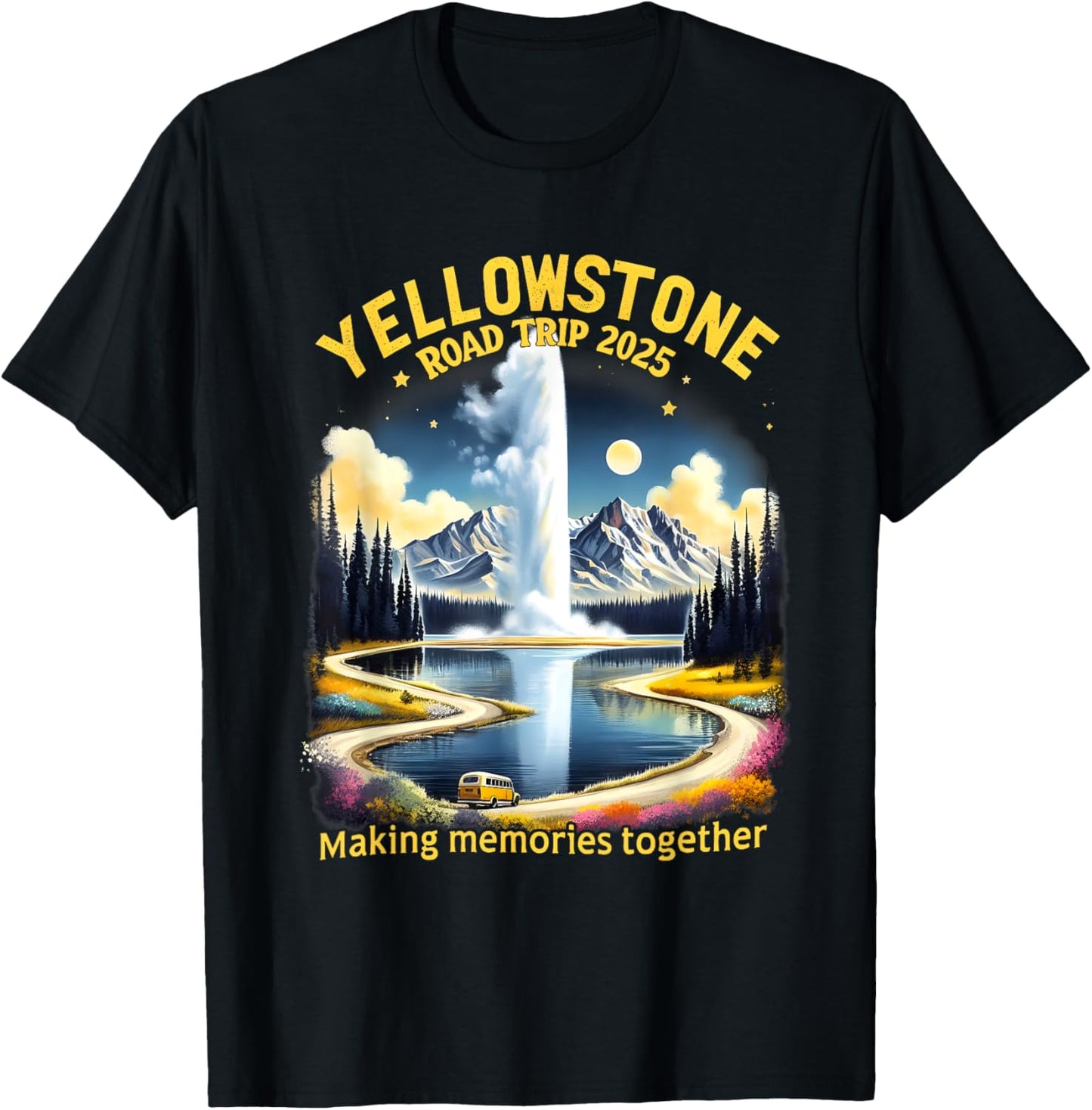 Retro Sunset Yellowstone National Park Bear T-Shirt